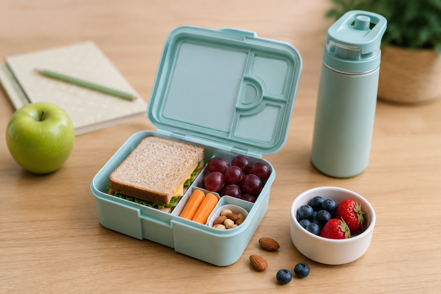 Pastel lunchbox a zdravé snacky